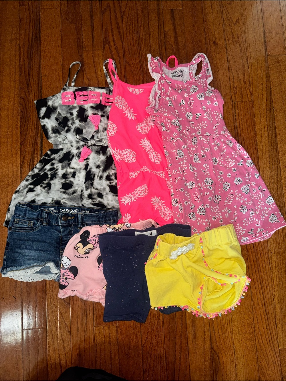 4T Girls Summer Bundle - 1 dress, 2 rompers, & 4 pairs of shorts